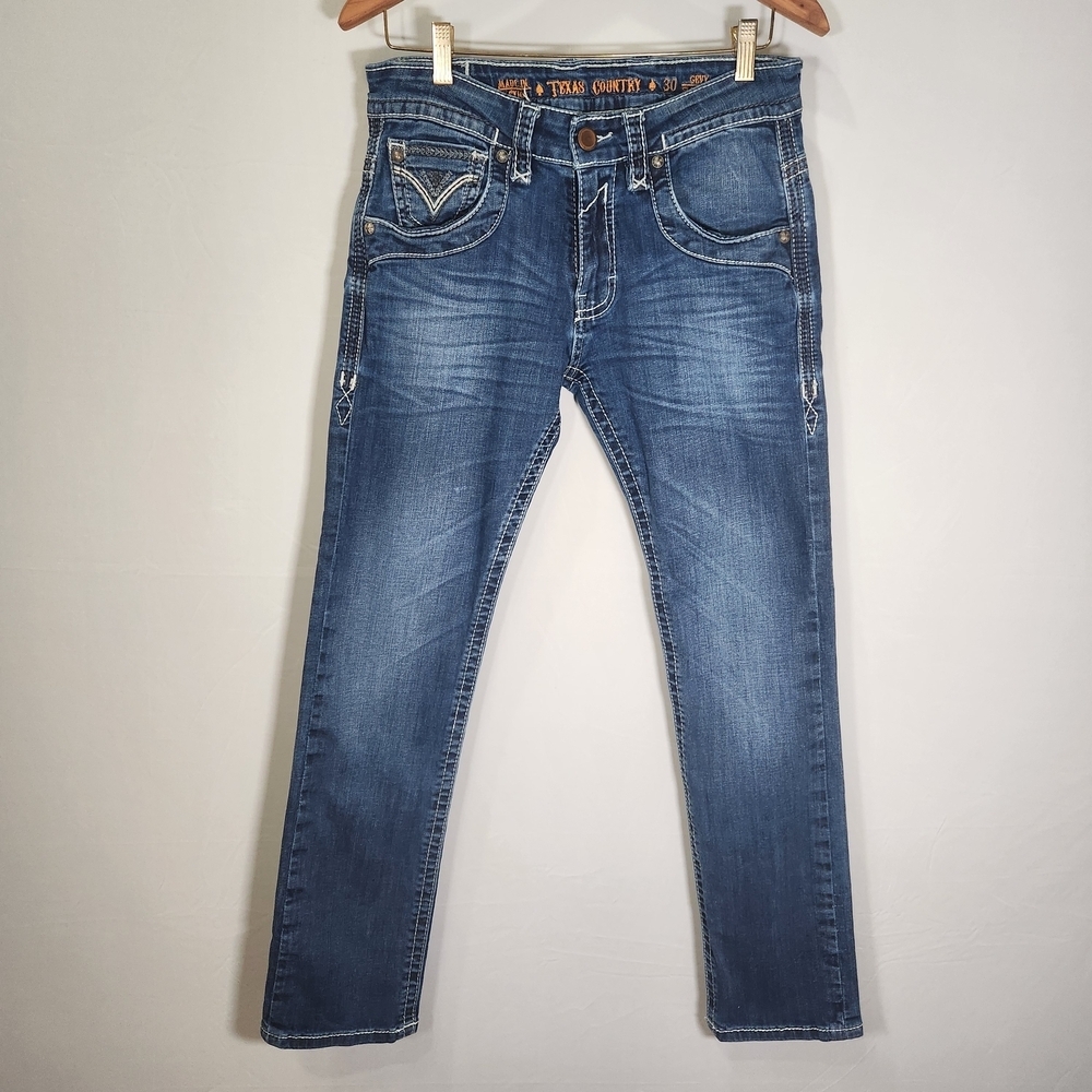 Texas Country Men's Slim Jeans in Washed Denim 30X32
